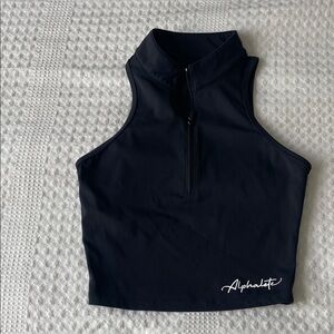 Alphalete Women's Black Zip-Up Crop Top